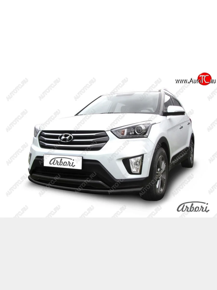 Защита переднего бампера Arbori (черная, 1 труба d57 mm). Hyundai Creta GS рестайлинг (2019-2021)  в Керчи Республика Крым