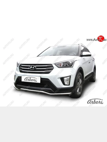 Защита переднего бампера Arbori (волна, нержавейка, 1 труба d42 mm). Hyundai Creta GS рестайлинг (2019-2021)