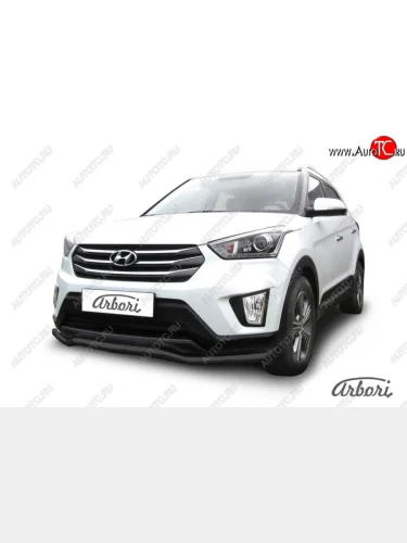 Защита переднего бампера Arbori (волна, черная, 1 труба d57 mm). Hyundai Creta GS рестайлинг (2019-2021)