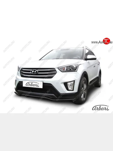 Защита переднего бампера Arbori (волна, черная, 1 труба d42 mm). Hyundai Creta GS рестайлинг (2019-2021)