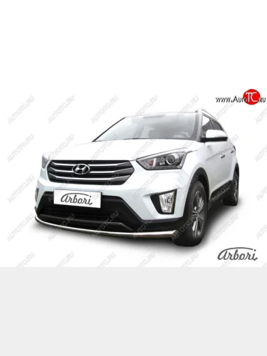 Защита переднего бампера Arbori (нержавейка, 1 труба d57 mm). Hyundai Creta GS рестайлинг (2019-2021)