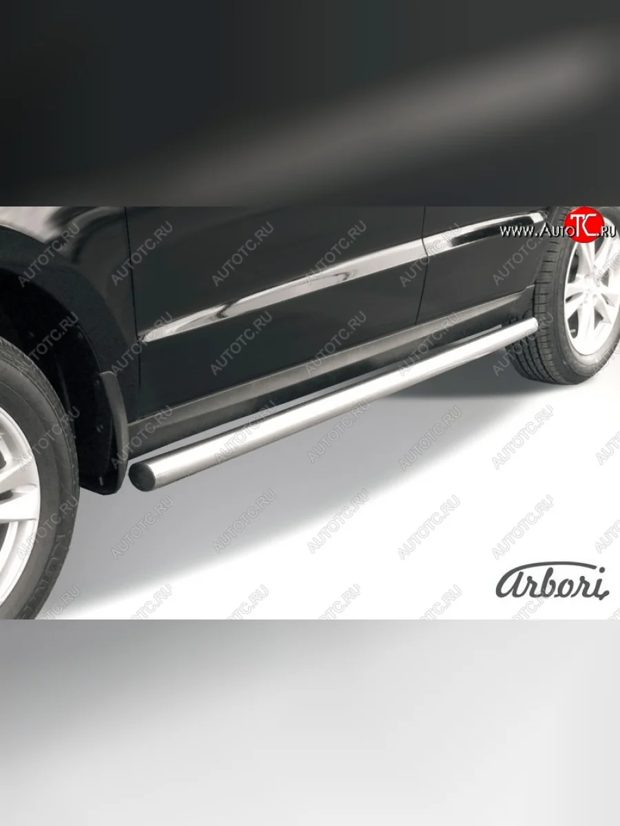 Защита штатных порогов Arbori (нержавейка, d57 mm). Hyundai Santa Fe CM рестайлинг (2009-2012)  в Керчи Республика Крым