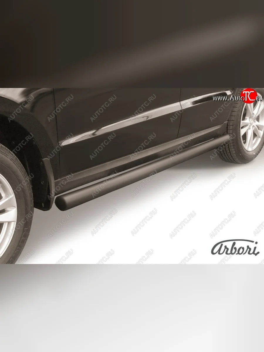 Защита штатных порогов Arbori (черная, d76 mm). Hyundai Santa Fe CM рестайлинг (2009-2012)  в Керчи Республика Крым