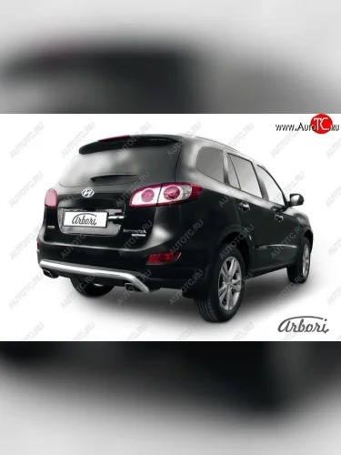 Защита заднего бампера Arbori (скоба, нержавейка, 1 труба d57 mm). Hyundai Santa Fe  CM (2009-2012) рестайлинг