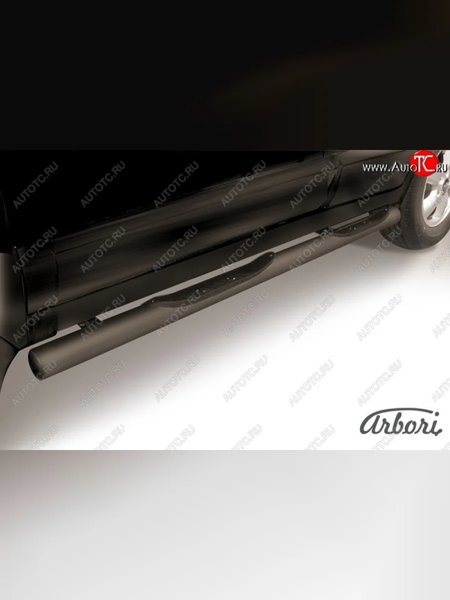 Защита штатных порогов Arbori (с проступью, черная, d76 mm). Hyundai Santa Fe SM (2000-2012)  в Перми Пермском крае