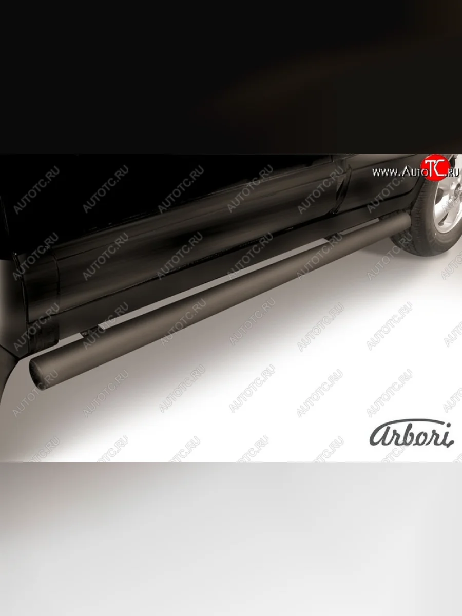 Защита штатных порогов Arbori (черная, d76 mm). Hyundai Santa Fe SM (2000-2012)  в Керчи Республика Крым