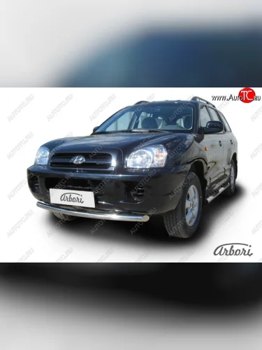 Защита переднего бампера Arbori (нержавейка, 1 труба d57 mm). Hyundai Santa Fe  SM (2000-2012)