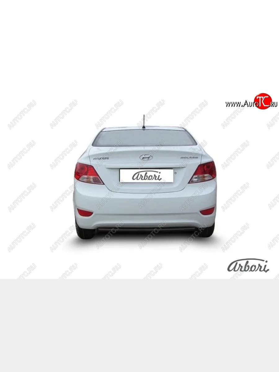 Защита заднего бампера Arbori (черная, 1 труба d42 mm). Hyundai Solaris RBr седан рестайлинг (2014-2017)  в Перми Пермском крае