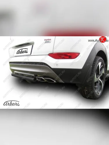Защита заднего бампера Arbori (черная, 1 труба d57 mm). Hyundai Tucson  TL (2015-2018) дорестайлинг
