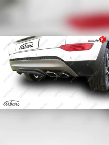 Защита заднего бампера Arbori (черная, 1 труба d42 mm). Hyundai Tucson  TL (2015-2018) дорестайлинг
