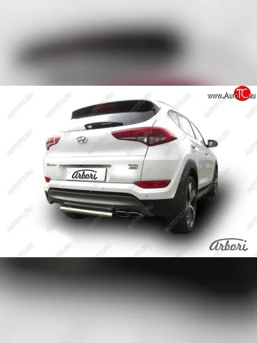 Защита штатных порогов Arbori (нержавейка, d57 mm). Hyundai Tucson  TL (2015-2018) дорестайлинг