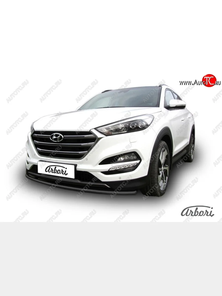 Защита переднего бампера Arbori (черная, 1 труба d42 mm). Hyundai Tucson TL дорестайлинг (2015-2018)  в Керчи Республика Крым