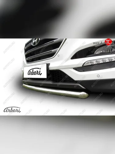 Защита переднего бампера Arbori (нержавейка, 1 труба d57 mm). Hyundai Tucson  TL (2015-2018) дорестайлинг