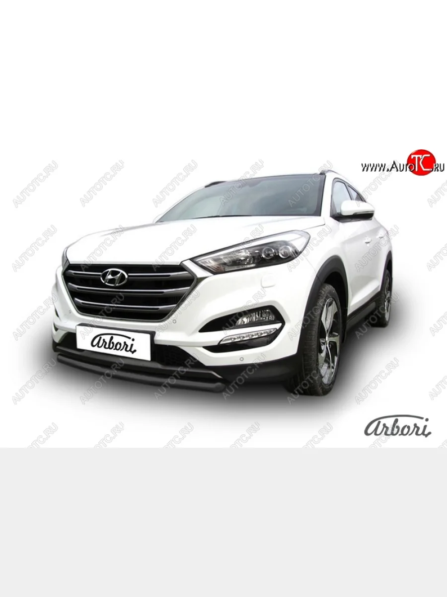 Защита переднего бампера Arbori (черная, 1 труба d57 mm). Hyundai Tucson TL дорестайлинг (2015-2018)  в Керчи Республика Крым
