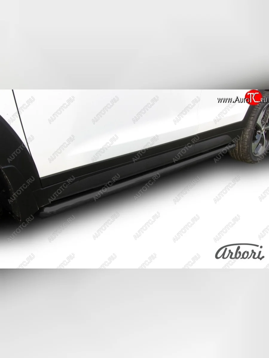 Защита штатных порогов Arbori (черная, d57 mm).  Hyundai Tucson (2015-2018) TL  в Самаре Самарской области
