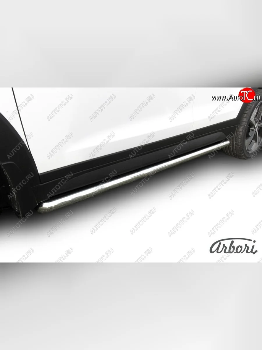 Защита штатных порогов Arbori (нержавейка, d57 mm). Hyundai Tucson TL дорестайлинг (2015-2018)  в Самаре Самарской области