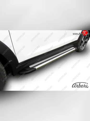 Порожки для ног Arbori Luxe Silver Hyundai Tucson  TL (2015-2018) дорестайлинг