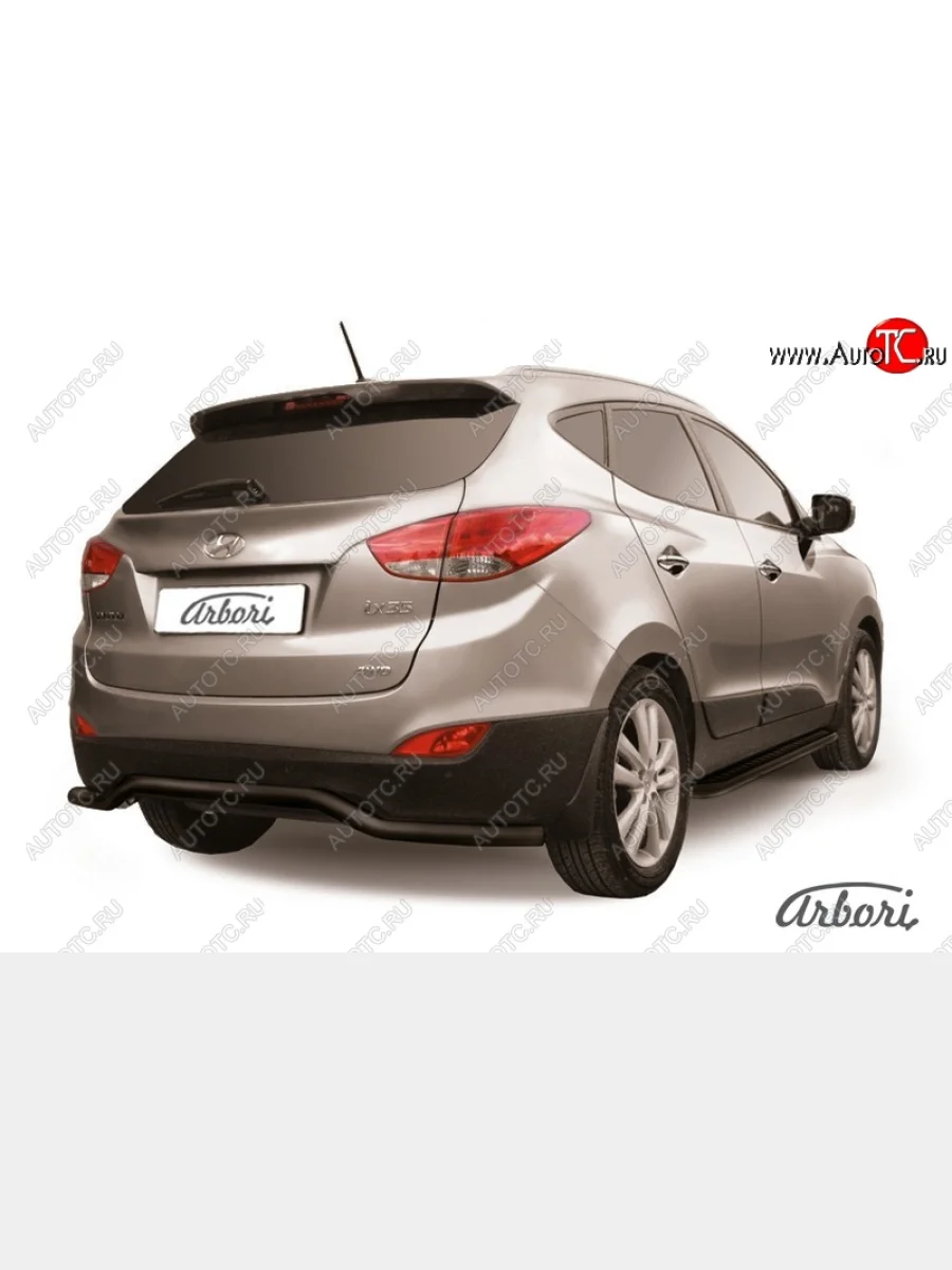 Защита заднего бампера Arbori (волна, черная, 1 труба d57 mm).  Hyundai IX35 (2009-2018) LM  в Керчи Республика Крым