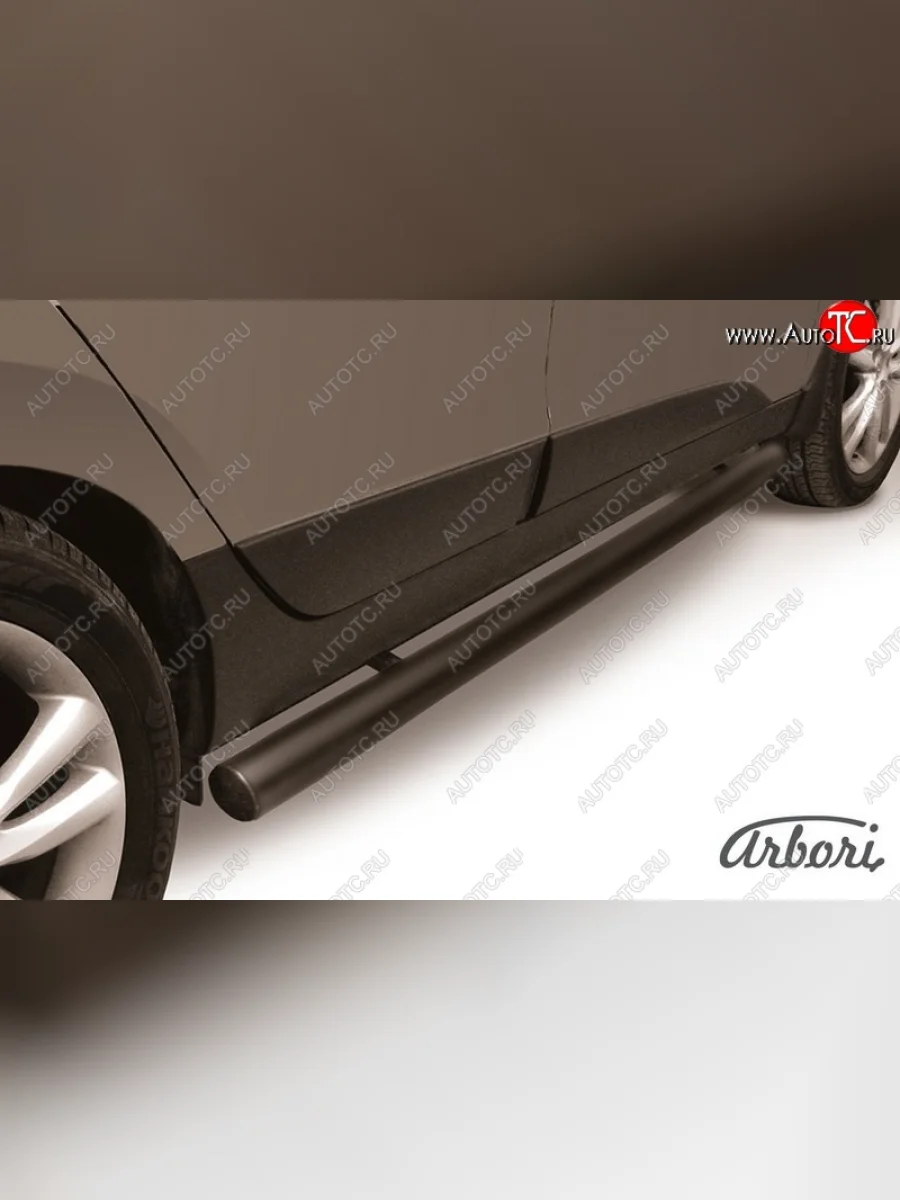 Защита штатных порогов Arbori (черная, d76 mm). Hyundai IX35 LM дорестайлинг (2009-2013)  в Перми Пермском крае