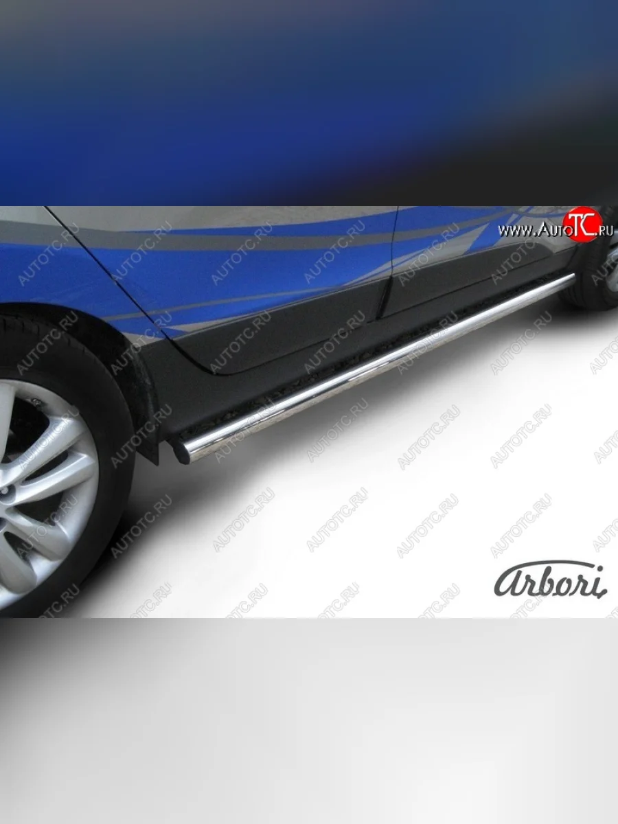 Защита штатных порогов Arbori (нержавейка, d57 mm). Hyundai IX35 LM дорестайлинг (2009-2013)  в Керчи Республика Крым