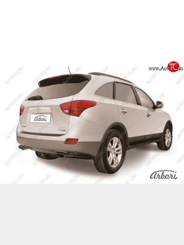 Защита заднего бампера Arbori (уголки, черная, 1 труба d57 mm). Hyundai IX55  EN (2006-2013)