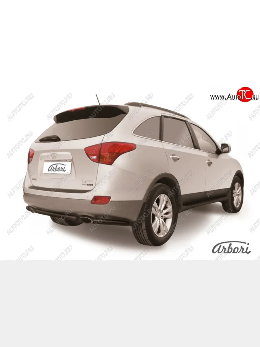 Защита заднего бампера Arbori (короткая, черная, 1 труба d57 mm).  Hyundai IX55 (2006-2013) EN  в Самаре Самарской области