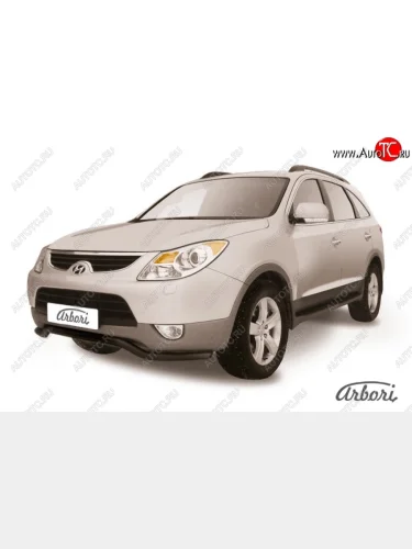 Защита переднего бампера Arbori (волна, черная, 1 труба d57 mm). Hyundai IX55  EN (2006-2013)