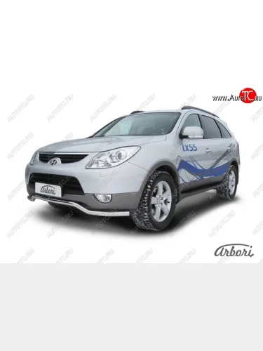 Защита переднего бампера Arbori (волна, нержавейка, 1 труба d57 mm). Hyundai IX55  EN (2006-2013)
