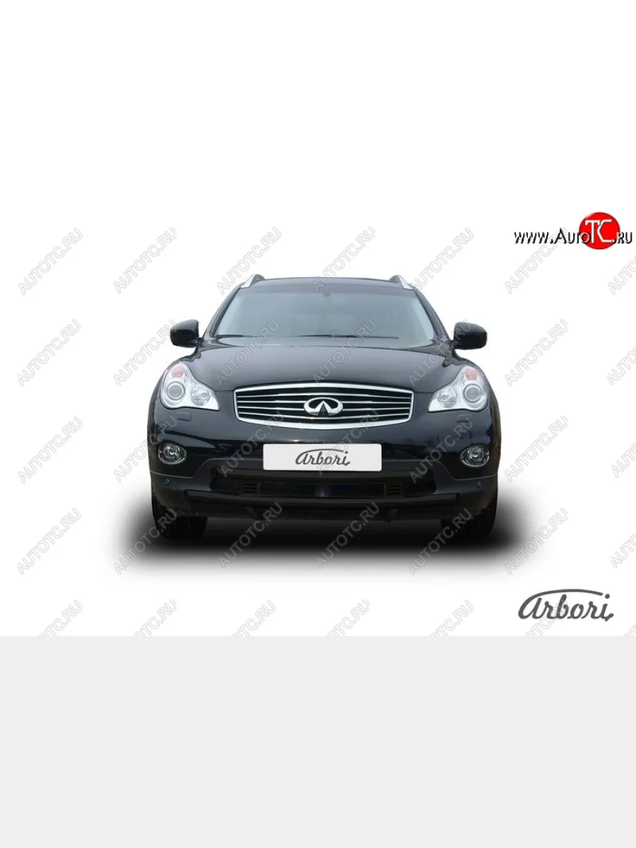 Защита переднего бампера Arbori (широкая, черная, 2 трубы d57 и 57 mm)  INFINITI EX35 (2007-2013) J50  в Самаре Самарской области