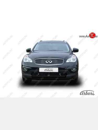 Защита переднего бампера Arbori (черная, 2 трубы d57 и 57 mm) INFINITI EX35  J50 (2007-2013)