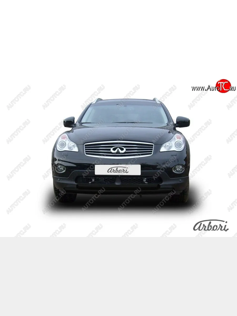 Защита переднего бампера Arbori (черная, 2 трубы d57 и 57 mm)  INFINITI EX35 (2007-2013) J50  в Самаре Самарской области