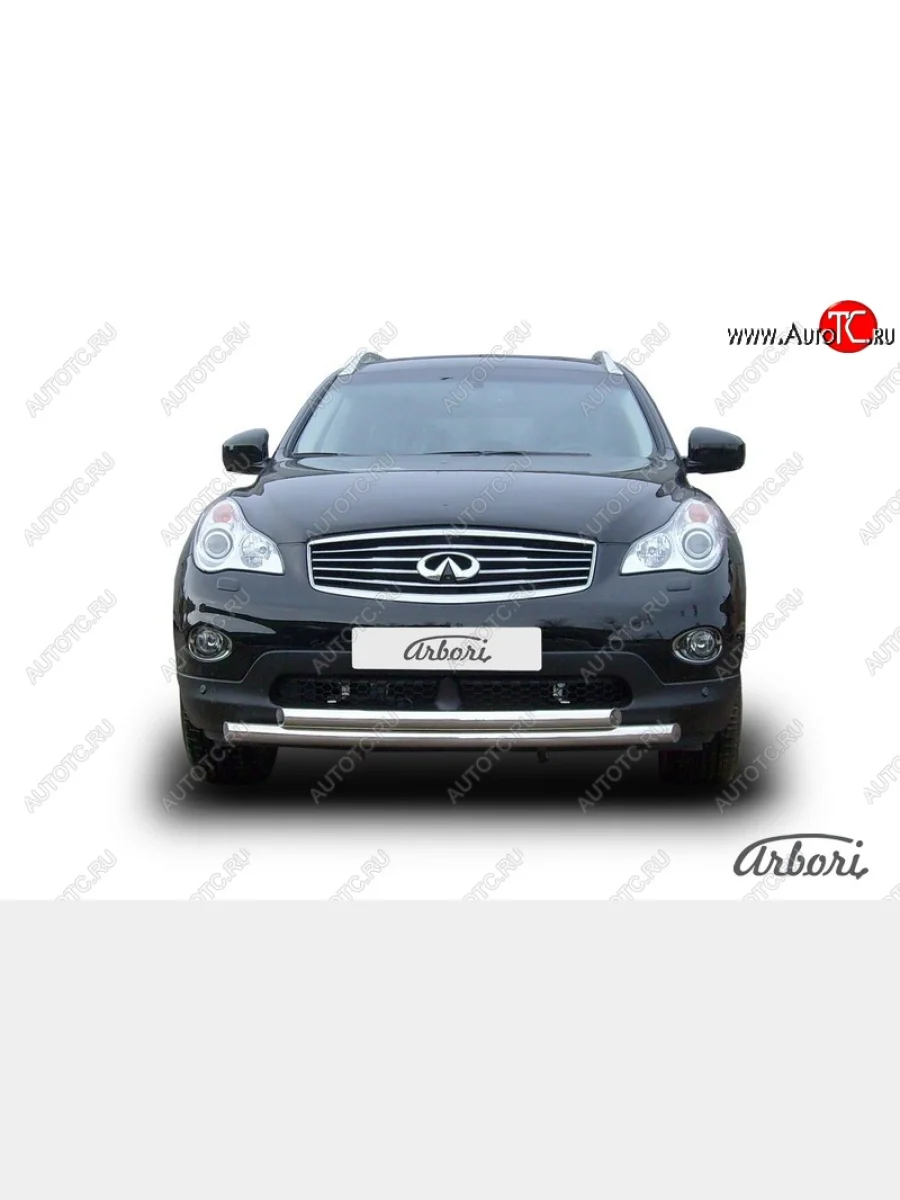 Защита переднего бампера Arbori (нержавейка, 2 трубы d57 и 57 mm)  INFINITI EX35 (2007-2013) J50  в Самаре Самарской области