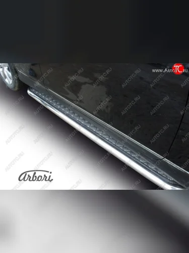 Защита штатных порогов с листом Arbori (нержавейка, алюминий, d57) INFINITI EX35 J50 (2007-2013)