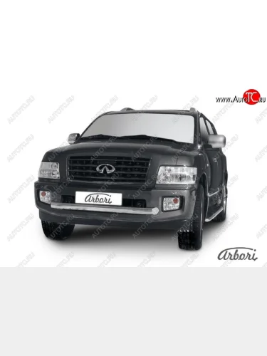 Защита переднего бампера Arbori (нержавейка, 1 труба d76 mm). INFINITI QX56 JA60 рестайлинг (2007-2010)