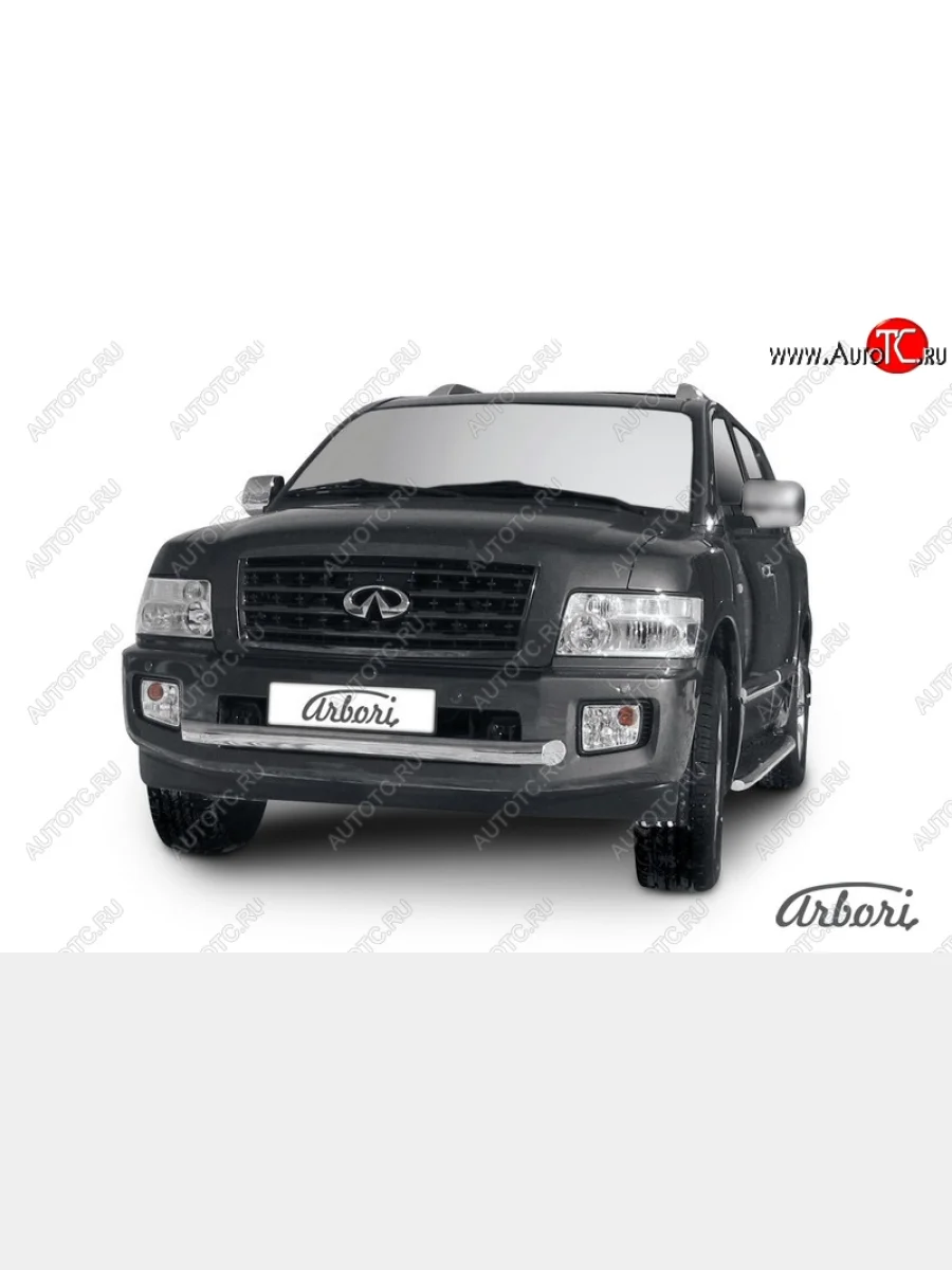 Защита переднего бампера Arbori (нержавейка, 1 труба d76 mm). INFINITI QX56 JA60 рестайлинг (2007-2010)  с доставкой в г. Керчь