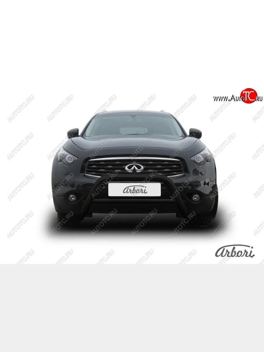 Защита переднего бампера Arbori (низкая, черная, 1 труба d76 mm). INFINITI FX35 S51 дорестайлинг (2008-2011)  в Керчи Республика Крым