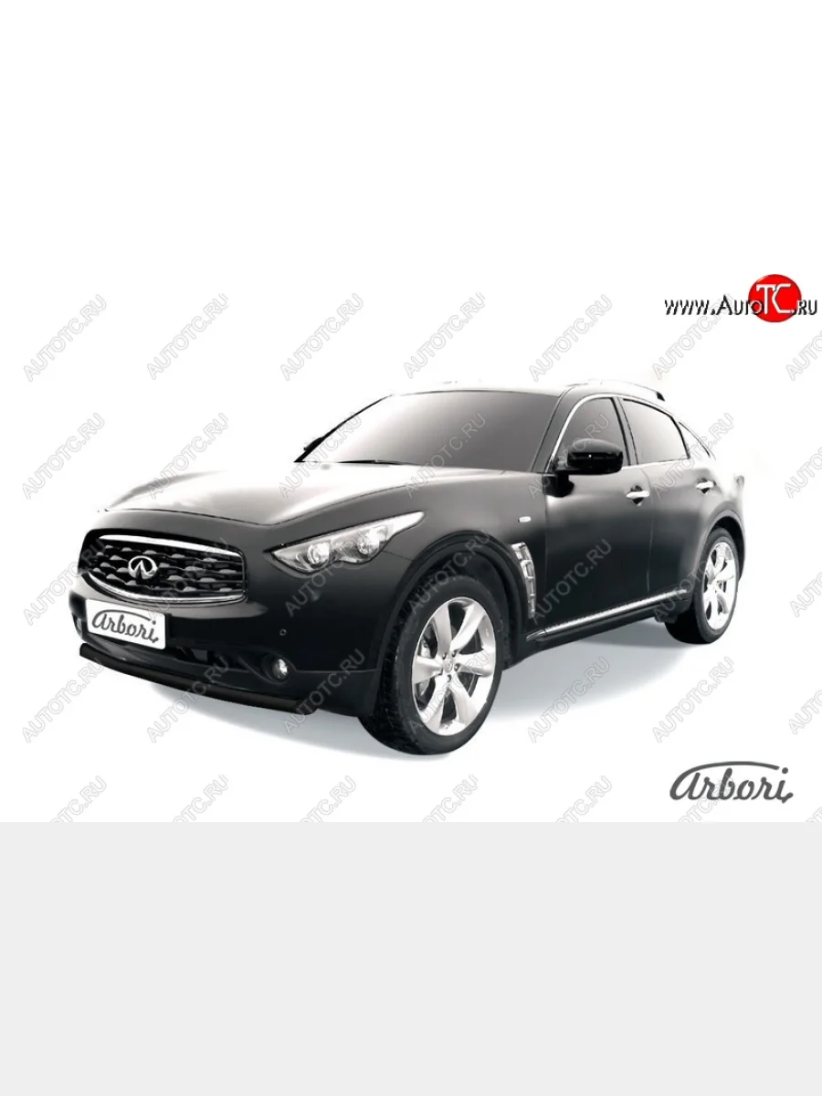 Защита переднего бампера Arbori (черная, 1 труба d76 mm). INFINITI FX35 S51 дорестайлинг (2008-2011)  в Керчи Республика Крым