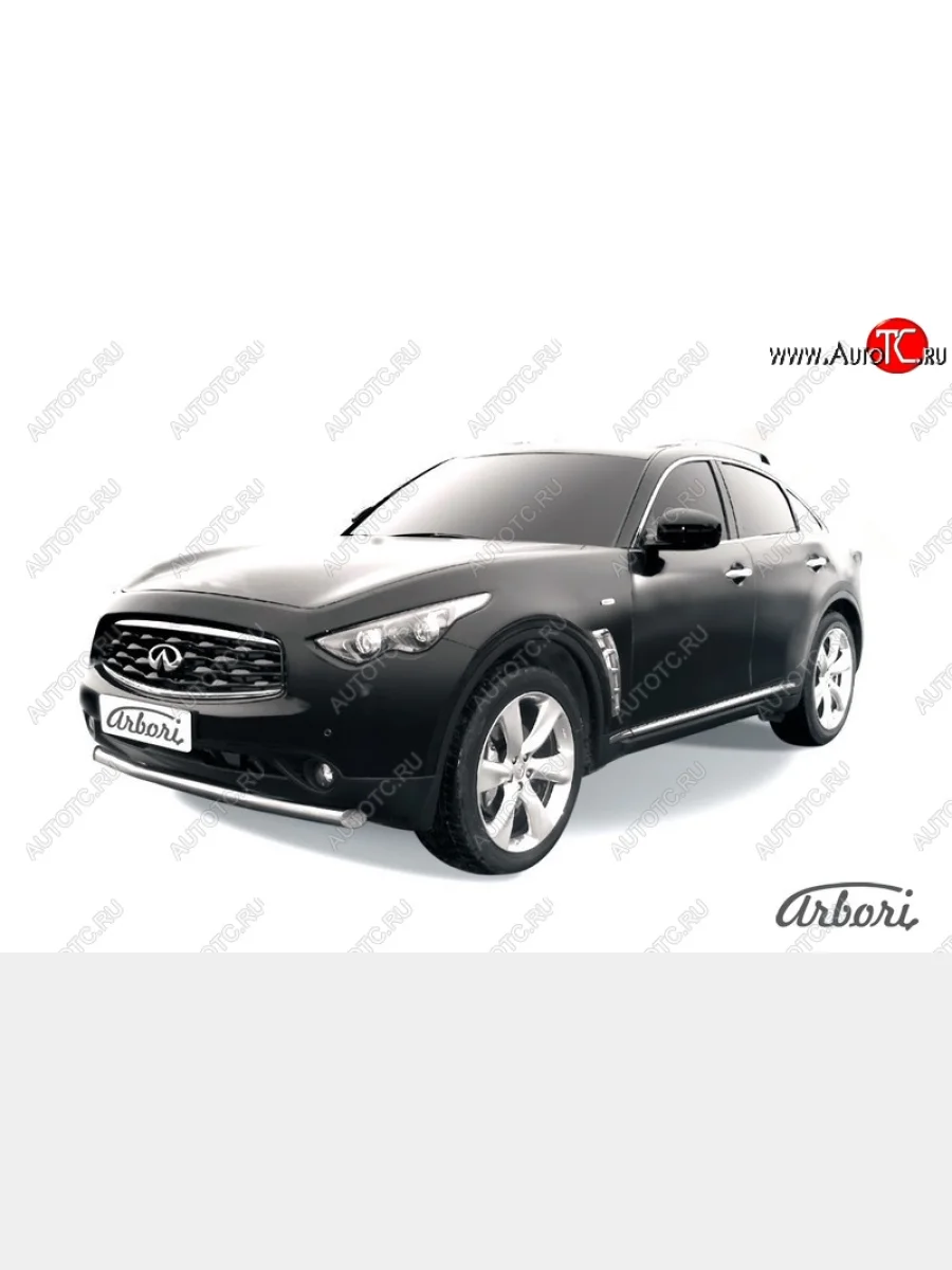 Защита переднего бампера Arbori (нержавейка, 1 труба d76 mm). INFINITI FX35 S51 дорестайлинг (2008-2011)  в Керчи Республика Крым