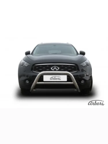 Защита переднего бампера Arbori (низкая - mini, нержавейка, 1 труба d76 mm). INFINITI FX35 S51 дорестайлинг (2008-2011)