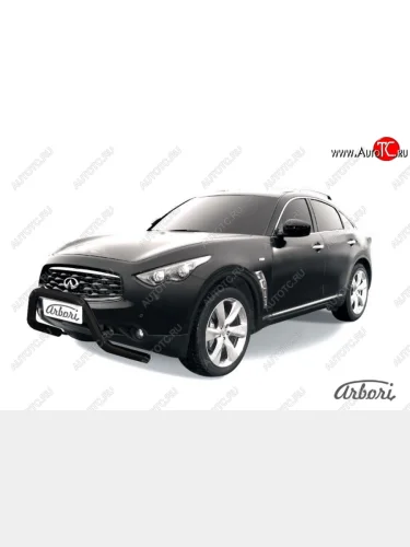 Защита переднего бампера Arbori (низкая - mini, черная, 1 труба d76 mm). INFINITI FX35 S51 дорестайлинг (2008-2011)