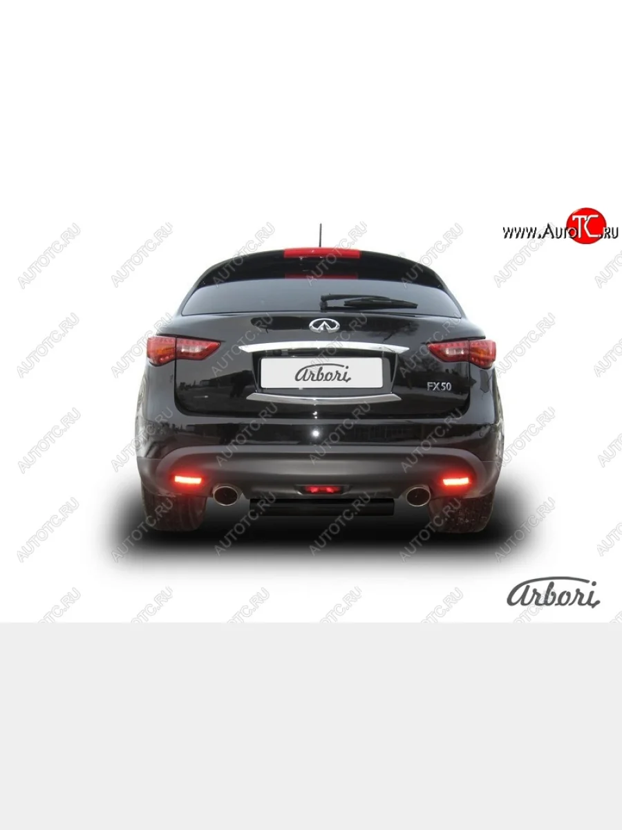 Защита заднего бампера Arbori (черная, 1 труба d76 mm). INFINITI FX35 S51 дорестайлинг (2008-2011)  в Самаре Самарской области