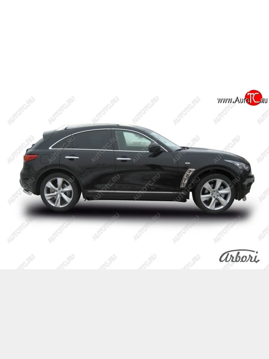 Защита штатных порогов Arbori (черная, d57 mm). INFINITI FX35 S51 дорестайлинг (2008-2011)  в Самаре Самарской области