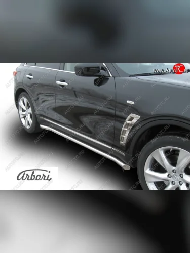 Защита штатных порогов Arbori (нержавейка, d57 mm). INFINITI FX35 S51 дорестайлинг (2008-2011)
