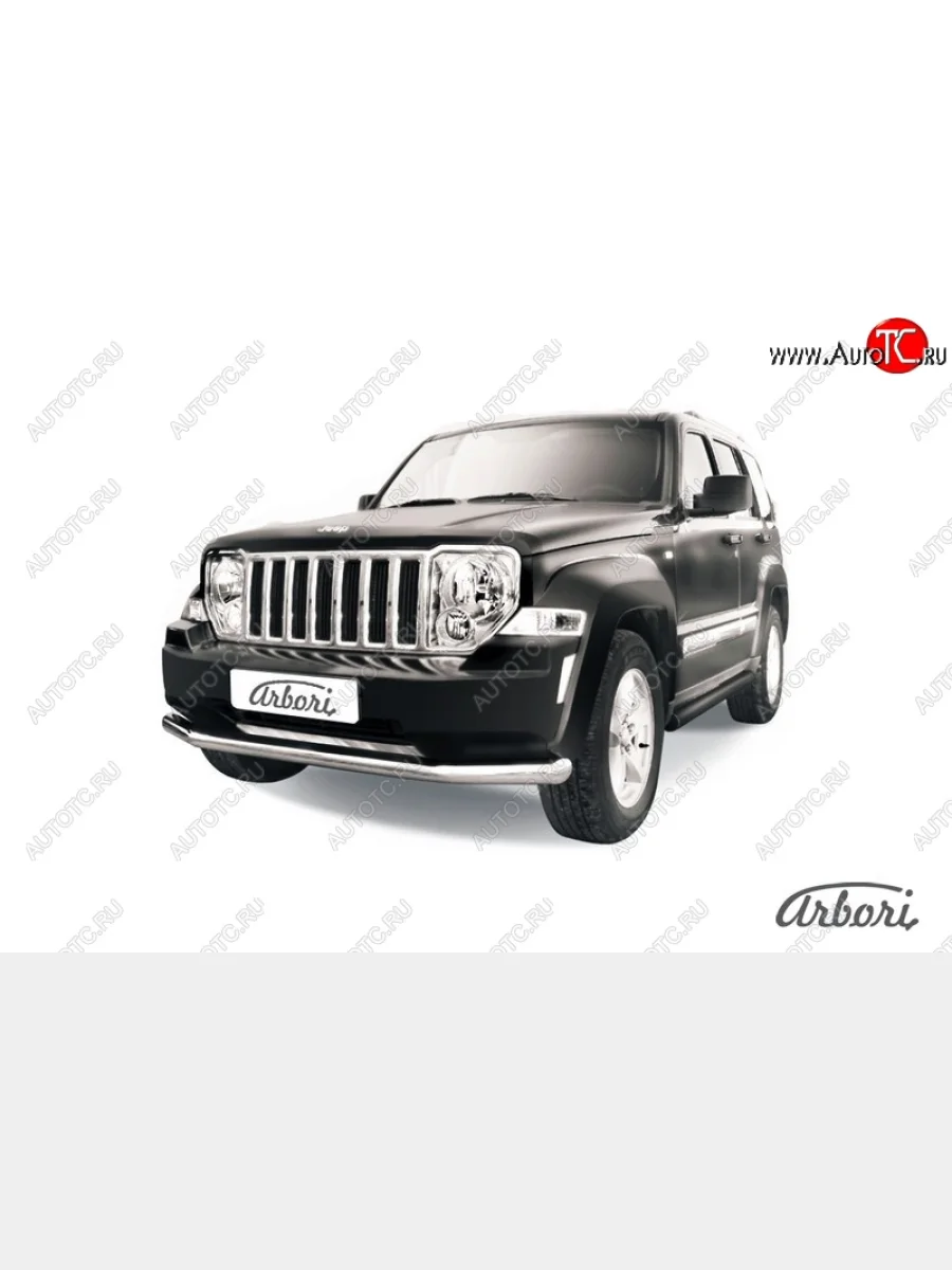 Защита переднего бампера Arbori (нержавейка, 1 труба d76 mm).  Jeep Cherokee (2007-2014) KK  в Самаре Самарской области
