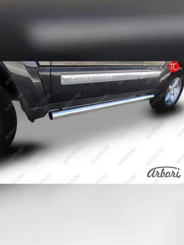 Защита штатных порогов Arbori (нержавейка, d76 mm). Jeep Cherokee KJ дорестайлинг (2001-2005)