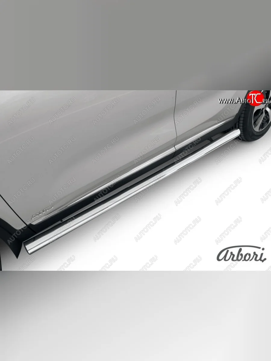 Защита штатных порогов Arbori (нержавейка, d76 mm). KIA Sorento UM/Prime дорестайлинг (2014-2018)  в Перми Пермском крае