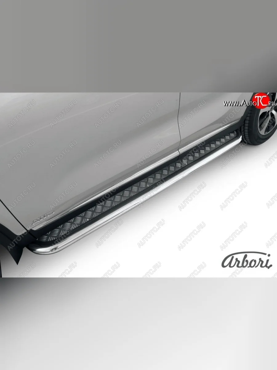 Защита штатных порогов с листом Arbori (нержавейка, алюминий, d57 mm) KIA Sorento UM/Prime дорестайлинг (2014-2018)  в Перми Пермском крае