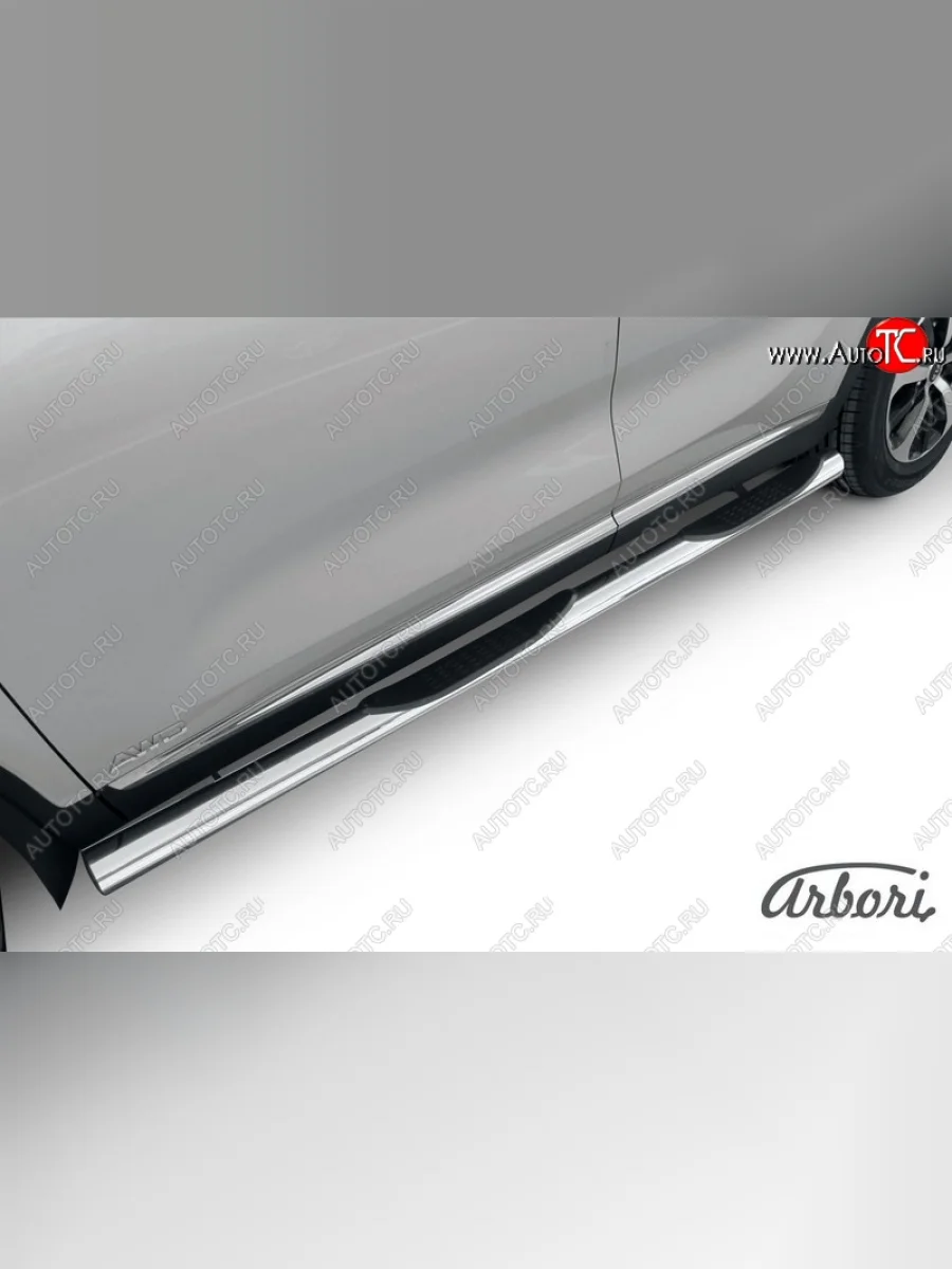 Защита штатных порогов Arbori (с проступью, нержавейка, d76 mm). KIA Sorento UM/Prime дорестайлинг (2014-2018)  в Перми Пермском крае