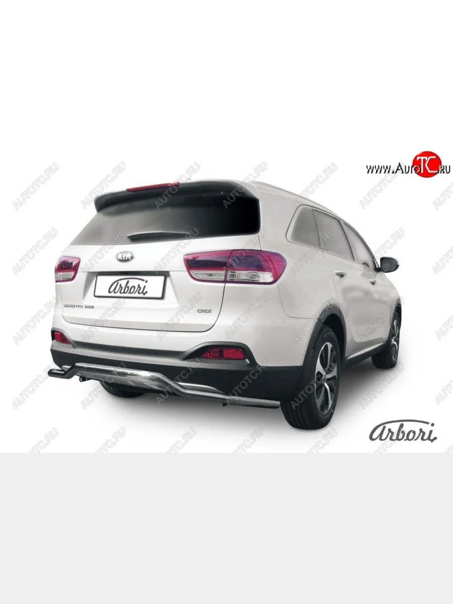 Защита заднего бампера Arbori (волна, нержавейка, 1 труба d57 mm). KIA Sorento UM/Prime дорестайлинг (2014-2018)  с доставкой в г. Керчь