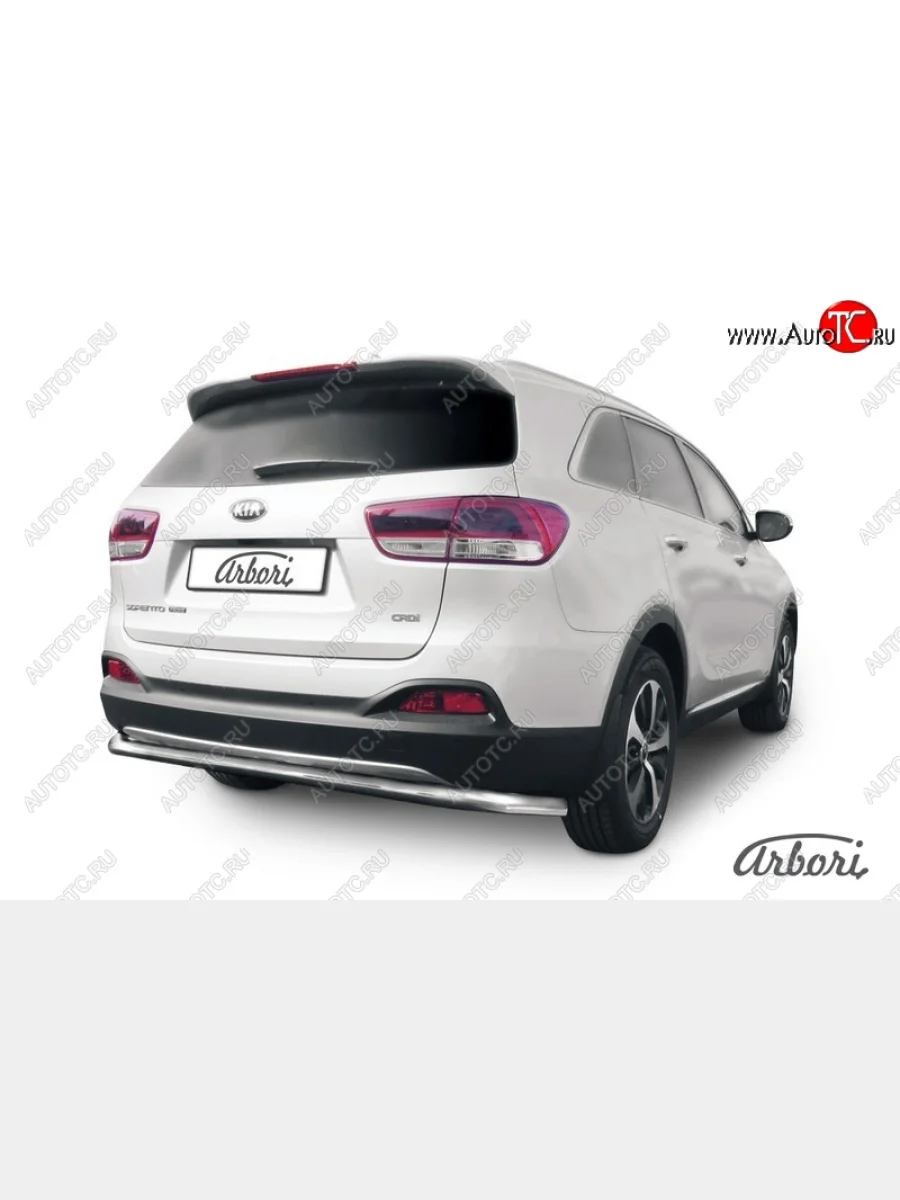 Защита заднего бампера Arbori (длинная, нержавейка, 1 труба d57 mm). KIA Sorento UM/Prime дорестайлинг (2014-2018)  в Перми Пермском крае